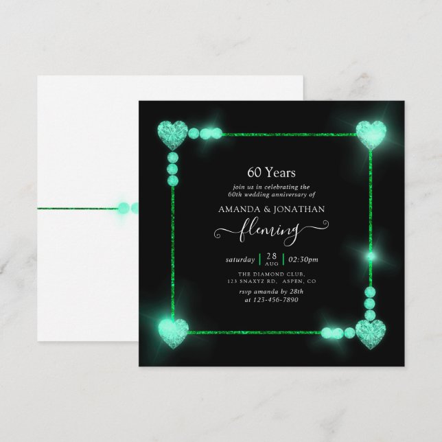 60th Diamond Wedding Anniversary Party Invitation (Front/Back)