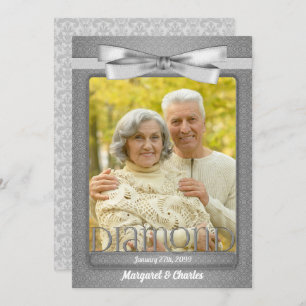 60th Diamond Wedding Anniversary Party Photo Invitation