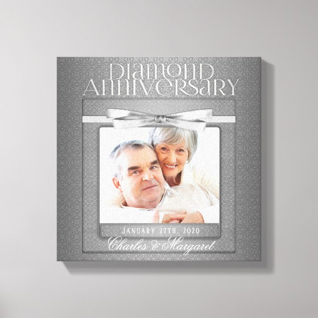 60th Diamond Wedding Anniversary Photo Canvas Print (Front)