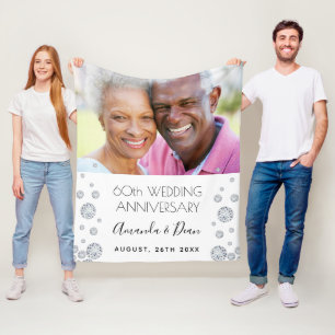 60th diamond wedding anniversary photo fleece blanket