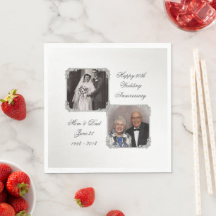 60th Diamond Wedding Anniversary Photo Napkins