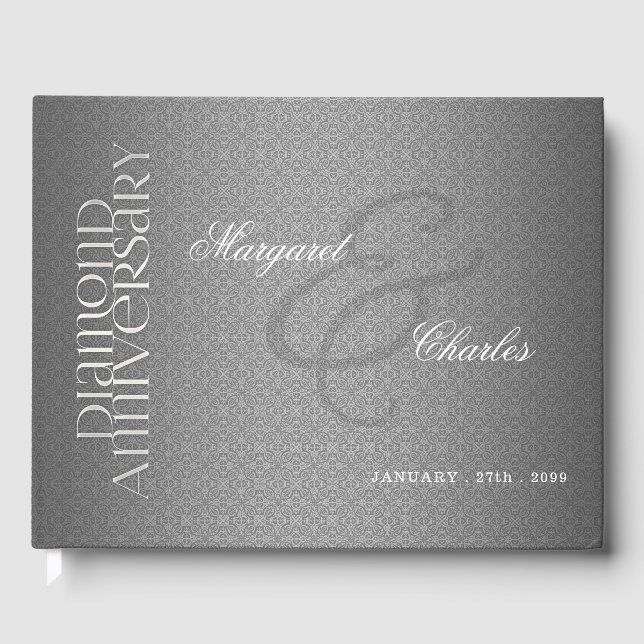 60th Diamond Wedding Anniversary Photo Party Guest Book (Front)