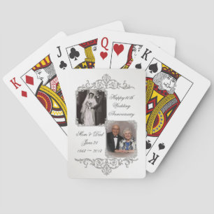 60th Diamond Wedding Anniversary Photo Playing Cards