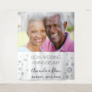 60th diamond wedding anniversary photo white tapestry