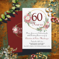 60th Diamond Wedding Anniversary Roses Gold Frame