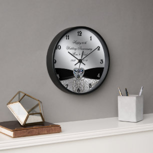 60th Diamond Wedding Anniversary Round Wall Clock