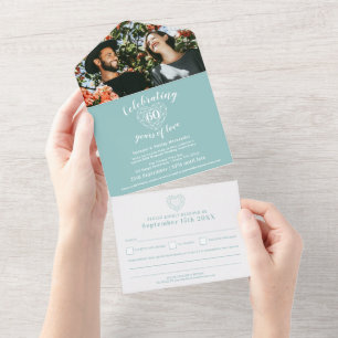 60th diamond wedding anniversary RSVP gemstone All In One Invitation