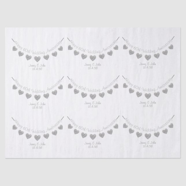 60th Diamond Wedding anniversary tissue paper (Front)