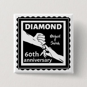 60th diamond wedding anniversary traditional 15 cm square badge