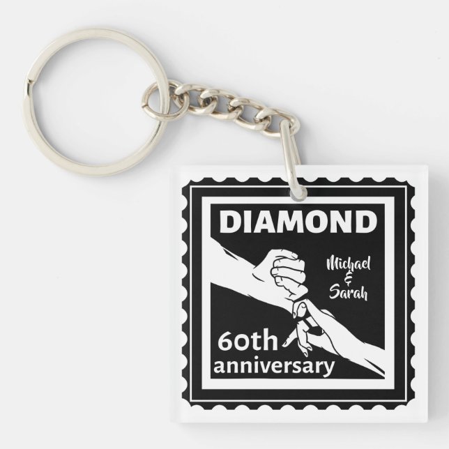 60th diamond wedding anniversary traditional key ring (Front)
