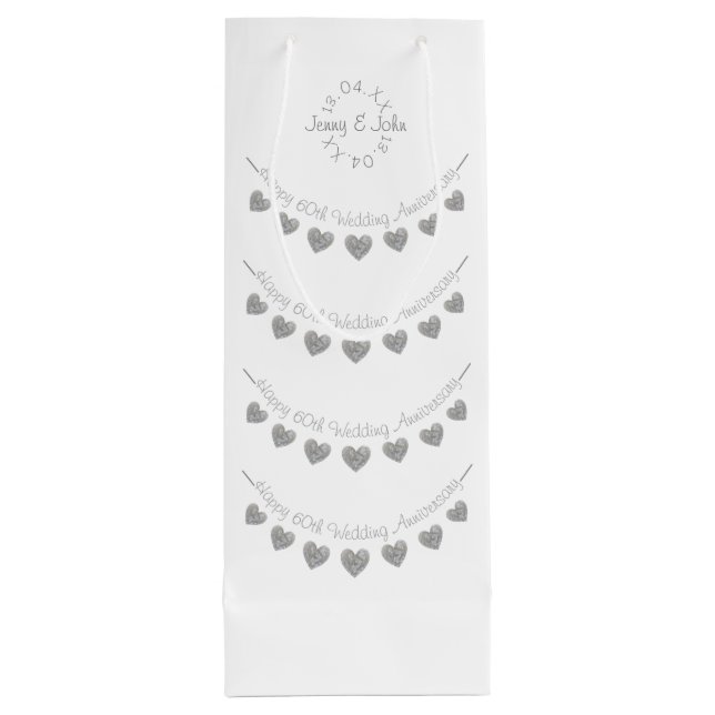 60th diamond Wedding Anniversary wine gift bag (Back)