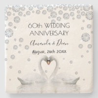 60th diamond wedding anniversary with white swans