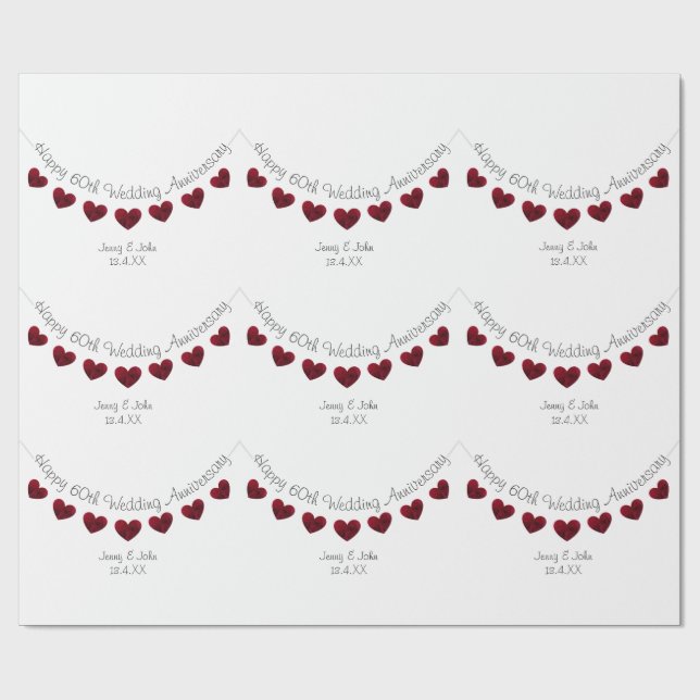 60th Diamond Wedding Anniversary Wrapping Paper (Flat)