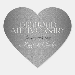 60th Diamond Wedding Annivsersary Heart Sticker