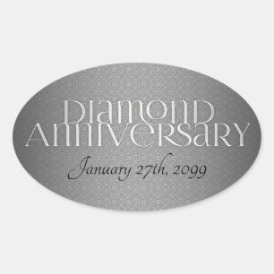 60th Diamond Wedding Annivsersary Oval Sticker