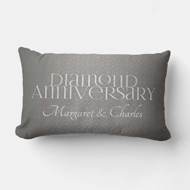 60th Diamond Wedding Annivsersary  Photo Lumbar Cushion (Front)