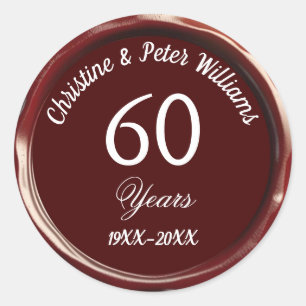 60th Diamond Wedding Burgundy Wax Seal Sticker