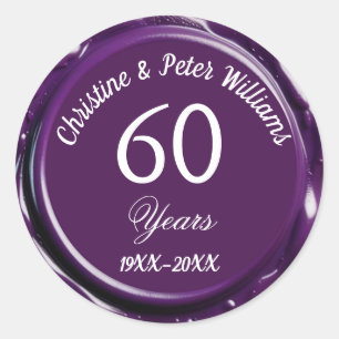 60th Diamond Wedding Mauve Purple Wax Seal Sticker