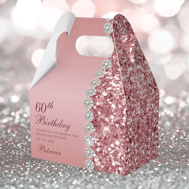 60th Elegant Rose Gold Birthday Favour Box (Creator Uploaded)