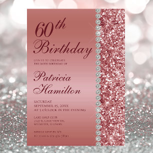 60th Elegant Rose Gold Birthday Invitation