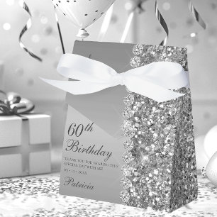 60th Elegant Silver Birthday Favour Box