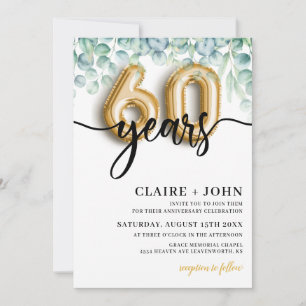 60th Eucalyptus Greenery Years Anniversary Invitation