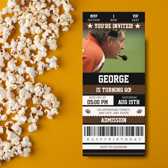 60th Football Ticket Birthday Invitation (Creator Uploaded)