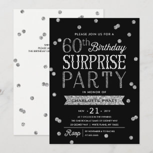 60th Glitter Confetti Surprise Party Invitation