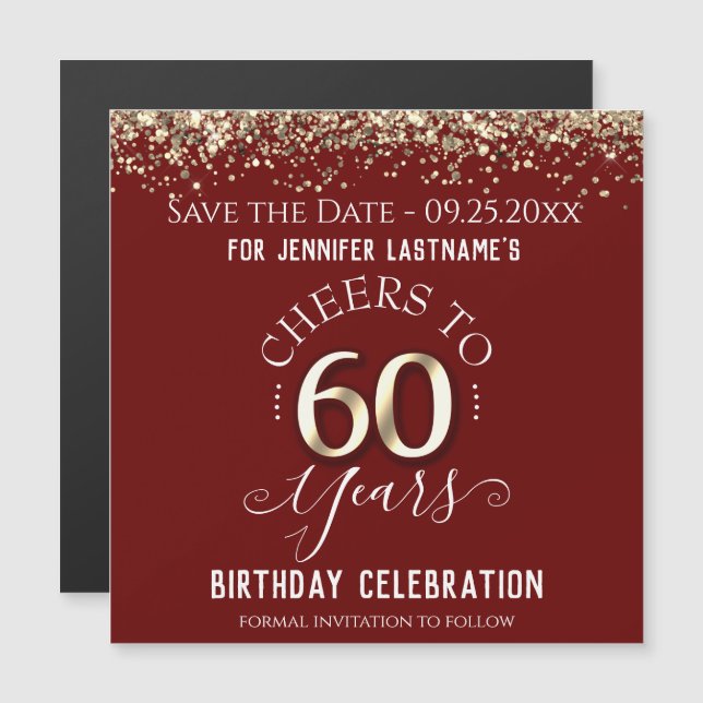 60th Gold Birthday Save the Date  Magnet (Front/Back)