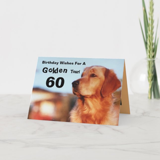 60th Golden Year Birthday Golden Retriever Card (Front)