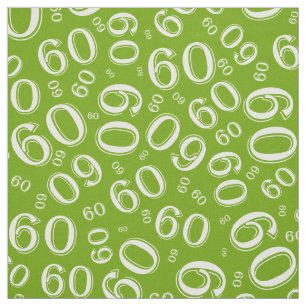 60th Green & White Random Number Pattern 60 Fabric