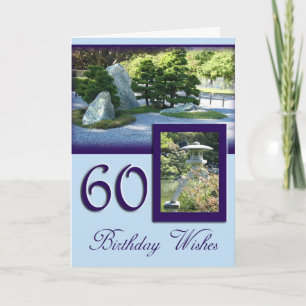 60th Happy Birthday Card - Japanese garden