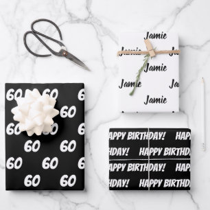 60th Happy Birthday Custom Name Wrapping Paper