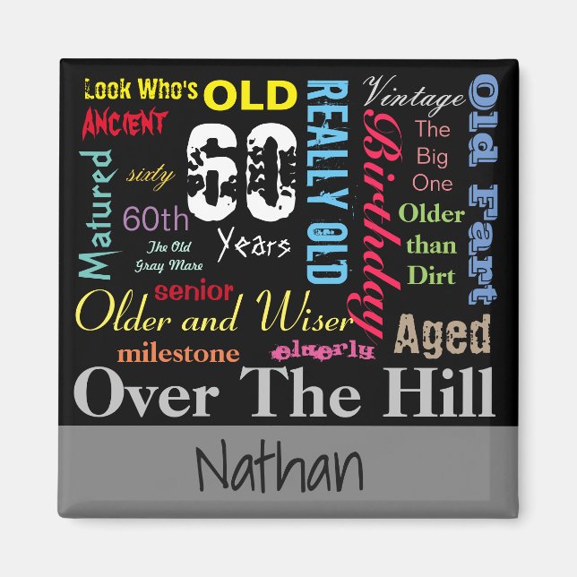 60th Happy Birthday in a Graffiti Style Magnet (Front)