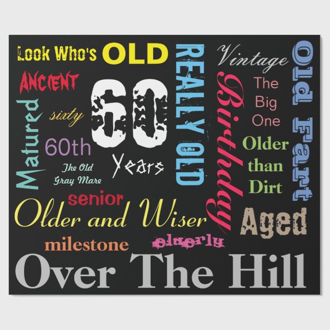 60th Happy Birthday in a Large Graffiti Design Wrapping Paper (Flat)