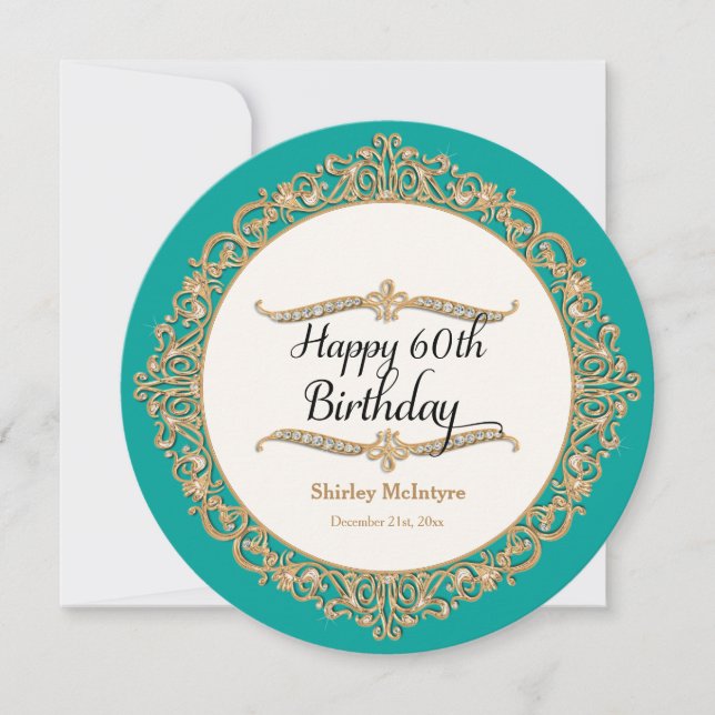 60th Happy Birthday Party Celebration Round Invite (Front)