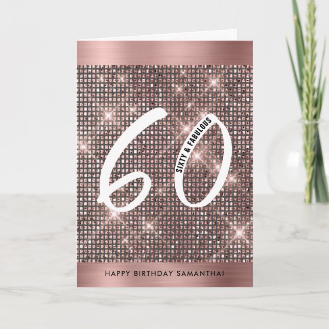 60th Happy Birthday Trendy Chic Card (Front)