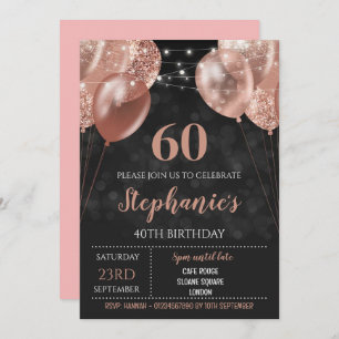60th Invite Rose Gold Invitation