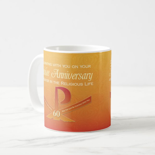 60th Jubilee Anniversary Nun Pax Cross, Orange Coffee Mug (Front Left)