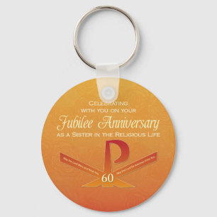 60th Jubilee Anniversary Nun Pax Cross, Orange Key Ring