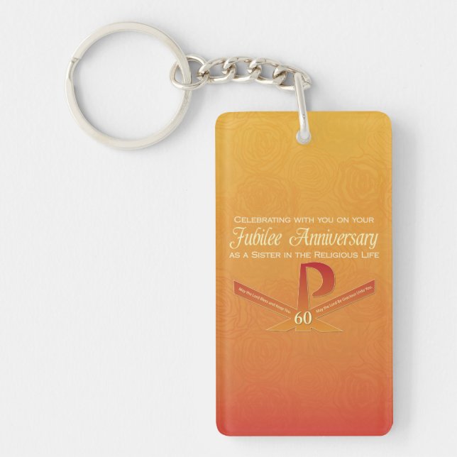60th Jubilee Anniversary Nun Pax Cross, Orange Key Ring (Front)