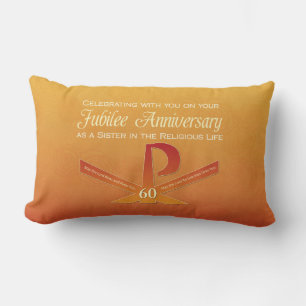 60th Jubilee Anniversary Nun Pax Cross, Orange Lumbar Cushion