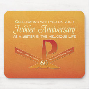 60th Jubilee Anniversary Nun Pax Cross, Orange Mouse Mat