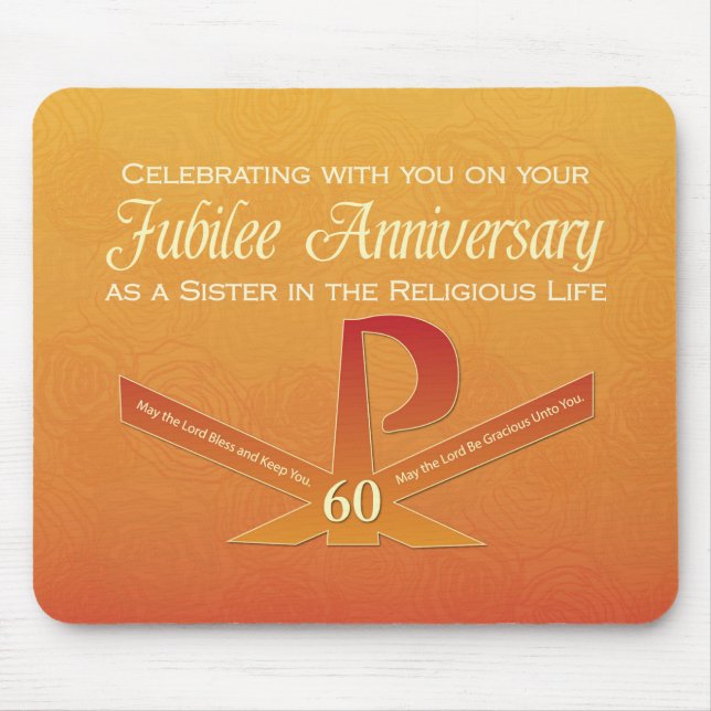 60th Jubilee Anniversary Nun Pax Cross, Orange Mouse Mat (Front)