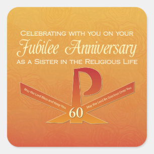 60th Jubilee Anniversary Nun Pax Cross, Orange Square Sticker