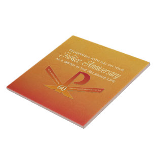 60th Jubilee Anniversary Nun Pax Cross, Orange Tile