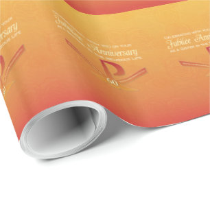 60th Jubilee Anniversary Nun Pax Cross, Orange Wrapping Paper