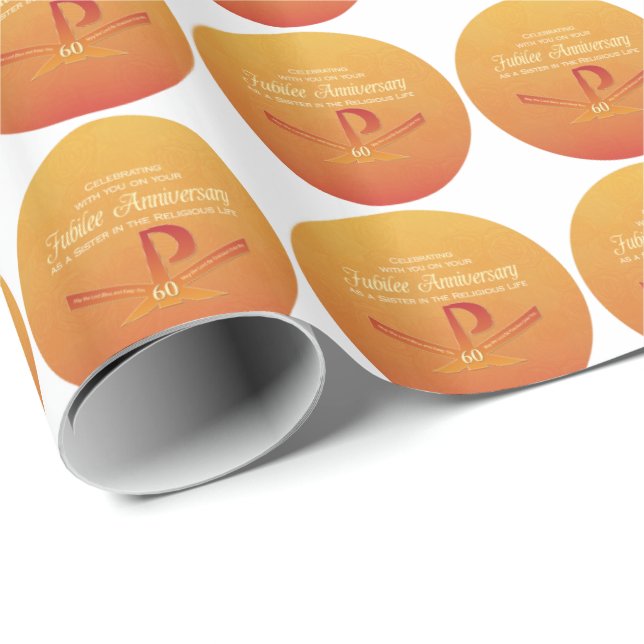 60th Jubilee Anniversary Nun Pax Cross, Orange Wrapping Paper (Roll Corner)