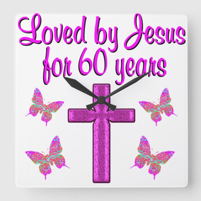 60TH LOVING JESUS SQUARE WALL CLOCK (Front)