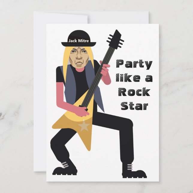 60th Mens 🎸🤣 Rockstar Birthday Guitar Funky Fun  Invitation (Front)